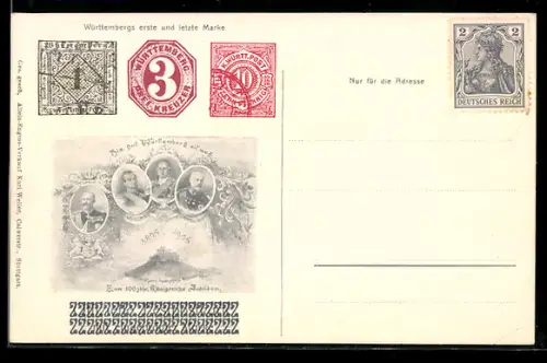AK Württembergs erste und letzte Briefmarke
