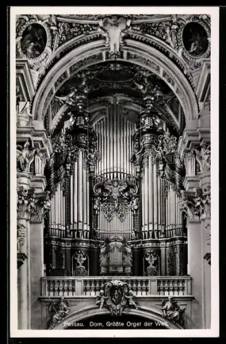 AK Passau, Inneres der Kirche mit Dom-Orgel