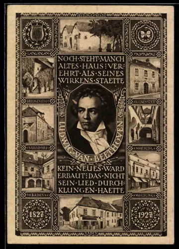 AK Ludwig van Beethoven, Häuser seiner Wirkungsstätten
