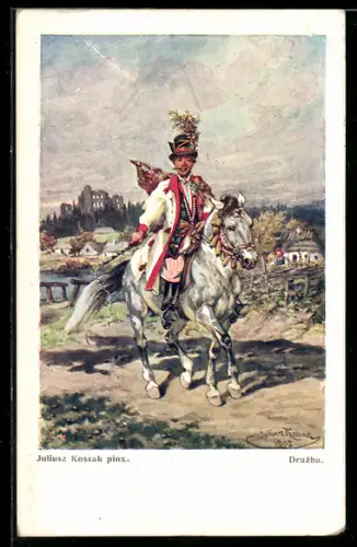 Künstler-AK Polnischer Reiter in traditioneller Tracht