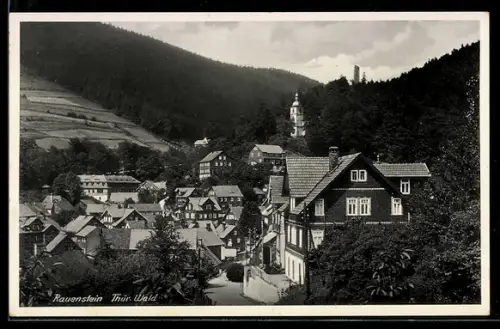 AK Rauenstein /Thür. Wald, Ortsansicht mit Kirche
