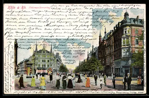 AK Köln-Neustadt, Hohenzollernring, Strassenszene mit Passanten und historischen Gebäuden