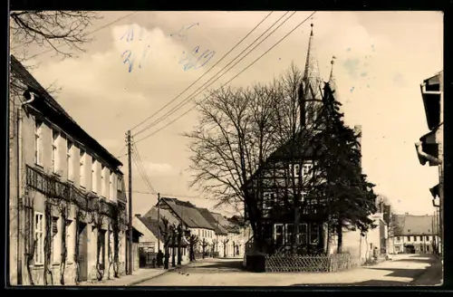 AK Lieberose /Beeskow, Kirche und Strassenansicht