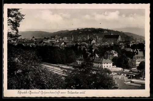 AK Schwäbisch-Gmünd, Bahnhof mit Ortsansicht