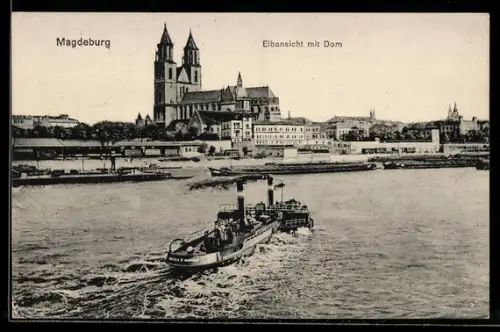AK Magdeburg, Elbansicht mit Dom