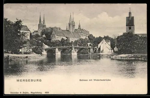 AK Merseburg, Schloss mit Waterloobrücke