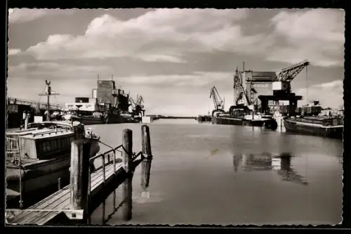 AK Braunschweig, Hafen, Kräne, Schiffe