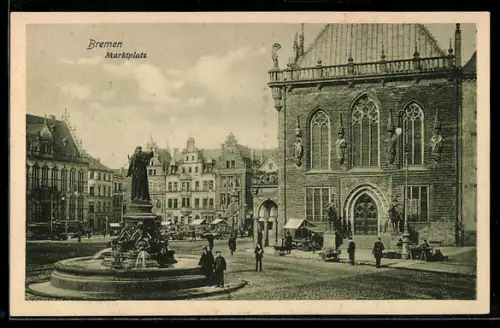 AK Bremen, Marktplatz, Brunnen