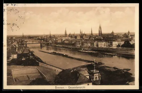 AK Bremen, Gesamtansicht aus der Vogelschau