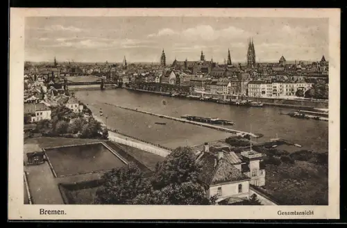 AK Bremen, Gesamtansicht, Brücke