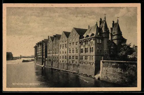 AK Bremen, Weserburg, Speichergebäude, Kaffeerösterei Schilling