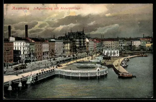 AK Hamburg-Neustadt, Jungfernstieg, Alsterpavillon