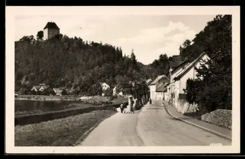 AK Ziegenrück /Saale, Dr.-Reif-Promenade, Burgansicht