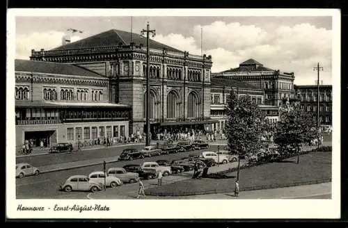 AK Hannover, Bahnhof und Ernst-August-Platz