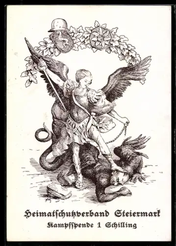 Künstler-AK Steiermark, Heimatschutzverband, Freikorps, St. Georg