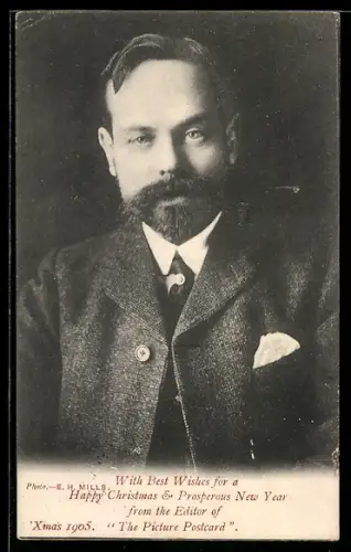 AK Herausgeber des Ansichtskartenmagazins The Picture Postcard im Porträt, Weihnachten 1905