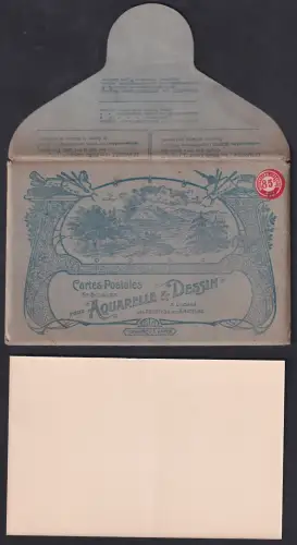 5 AK Cartes Postales spéciales pour Aquarelle & Dessin a l`Usage des Artistes & Amateurs, Blanko-AK im Umschlag