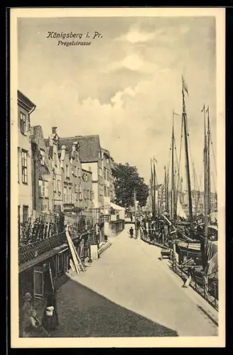 AK Königsberg i. Pr., Pregelstrasse am Hafen