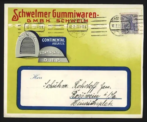 Dekorativer Brief Schwelm, Schwelmer Gummiwaren GmbH, Continental-Absätze