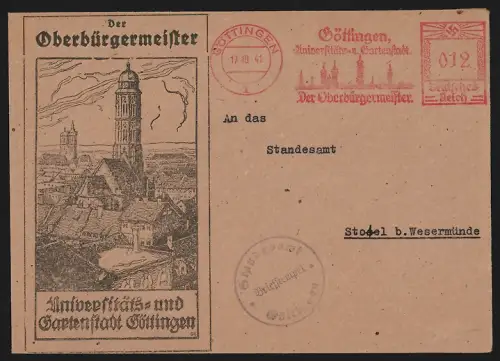 Dekorativer Brief Göttingen, Der Oberbürgermeister der Stadt, Stadtansicht