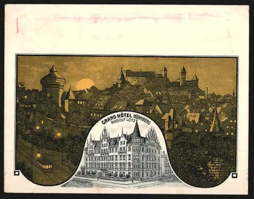 Dekorativer Brief Nürnberg, Grand Hotel, Bes. Rudolf Lotz