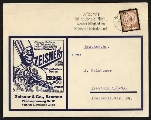 Dekorativer Brief Bremen, Zeisner & Co., Worcestershire-Sauce, Philosophenweg 12