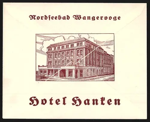 Dekorativer Brief Wangerooge, Hotel Hanken, Aussenansicht