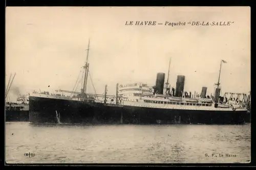 AK Französisches Passagierschiff De-La-Salle im Hafen von Le Havre