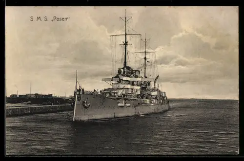 AK Linienschiff S.M.S. Posen in Bugansicht, Kriegsschiff