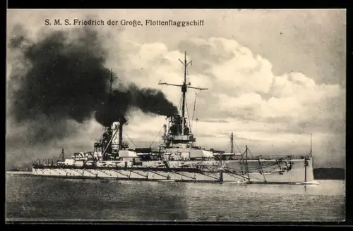 AK Flottenflaggschiff S.M.S. Friedrich der Grosse in Fahrt, Kriegsschiff
