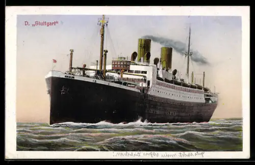 AK Passagierschiff Stuttgart vom Norddeutschen Lloyd Bremen auf hoher See