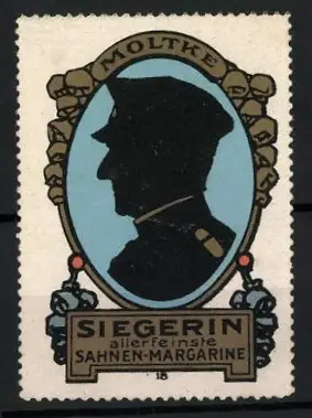 Reklamemarke Siegerin, Sahnen-Margarine, Silhouette von Helmuth von Moltke