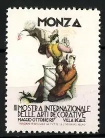 Reklamemarke Monza, III Mostra Internazionale delle Arti Decorative 1927, künstlerische Figuren