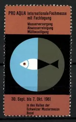 Reklamemarke Basel, Pro Aqua Fachmesse 1961, Fischsymbol