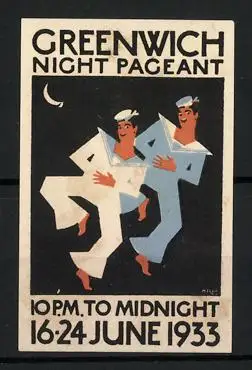 Reklamemarke Greenwich, Night Pageant 1933, Matrosen im Tanz