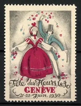 Reklamemarke Genf, Fête des Fleurs 1930, tanzendes Paar