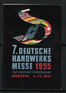 Reklamemarke München, 7. Deutsche Handwerksmesse 1955, internationales Band