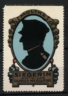Reklamemarke Siegerin, Sahnen-Margarine, Silhouette von Helmuth von Moltke