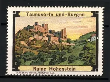 Reklamemarke Taunus, Ruine Hohenstein, Burgruine im Grünen