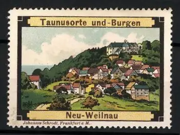 Reklamemarke Neu-Weilnau im Taunus, Totalansicht des Ortes