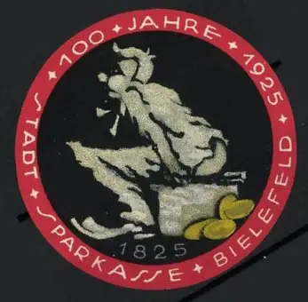 Reklamemarke Bielefeld, 100 Jahre Stadtsparkasse 1925, Sämann-Symbol