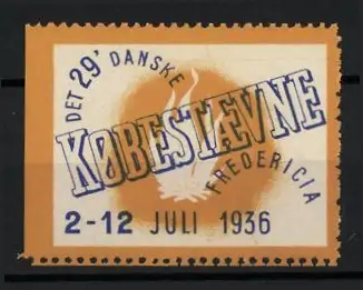 Reklamemarke Fredericia, Det 29` Danske Köbestævne 1936, Flamme