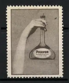 Reklamemarke Pixavon, Haarpflegemittel, Hand hält Flasche