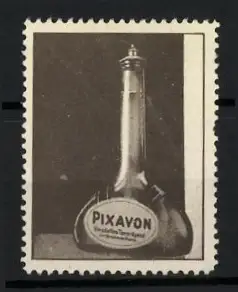 Reklamemarke Pixavon, Haarpflegemittel, Flaschenmotiv