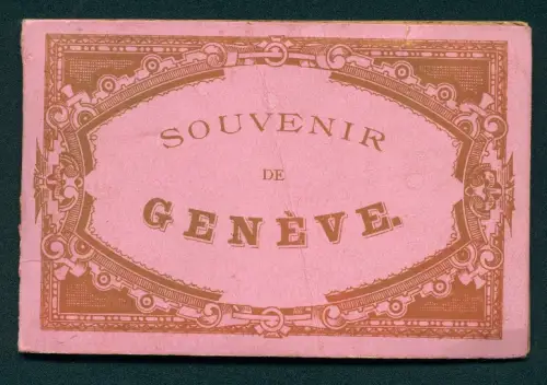 Leporello-Album Genève mit 18 Lithographie-Ansichten, La Rue du Mont Blanc, Hotel de Poste, Village Suisse, Le Jura