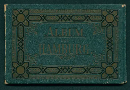 Leporello-Album Hamburg mit 10 Lithographie-Ansichten, Reesendammbrücke, Börse, Neues Rathaus, Kunsthalle, Uhlenhorst