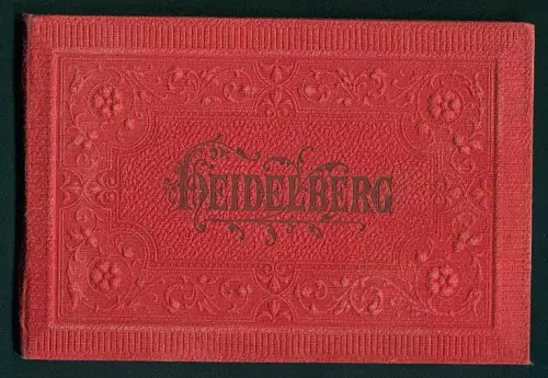 Leporello-Album Heidelberg mit 14 Lithographie-Ansichten, Friedrichsbau, Universität, Schlosshotel, Molkenkur, Schloss