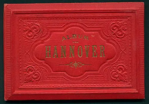 Leporello-Album Hannover mit 22 Lithographie-Ansichten, Synagoge, Bahnhof, Georg-Strasse, Kestner-Museum, Tivoli-Garten