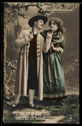 Foto-AK Photochemie Berlin Nr. 6886-6: Dich segnet noch der blasse Mund..., Westfalenlied
