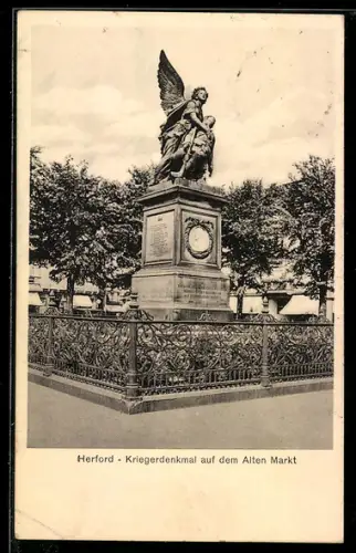 AK Herford, Kriegerdenkmal auf dem Alten Markt